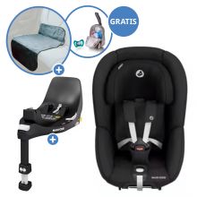 Reboarder child seat Pearl 360 rotatable from 3 months - 4 years (61 cm - 105 cm) 0-17.4 kg incl. Isofix base FamilyFix 360, protective pad & pacifier bag - Authentic Black