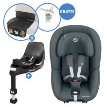 Seggiolino Reboarder Pearl 360 girevole da 3 mesi a 4 anni (61 cm - 105 cm) 0-17,4 kg con base Isofix FamilyFix 360, cuscinetto di protezione e carillon - Authentic Graphite