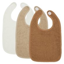 Klett-Lätzchen 3er Pack Frottee 25 x 34 cm - OffWhite / Sand / Toffee