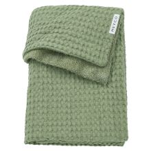 Kuscheldecke Teddy 75 x 100 cm - Waffle - Olive Green