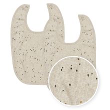 Lätzchen 2er Pack mit Druckknöpfen 25 x 34 cm - Rib Mini Spot - Sand Melange