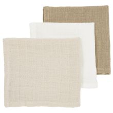 Muslin cloth / washcloth / burp cloth 3-pack muslin 30 x 30 cm - OffWhite / Soft Sand / Taupe