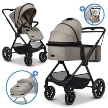 2in1 Kombi-Kinderwagen Clicc bis 22 kg mit Liegeposition, Babywanne, umsetzbare Sitzeinheit, Teleskopschieber inkl. Regenschutz, Wickeltasche, Fußsack & Adapter - Mud Melange