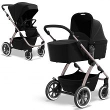 2in1 Kombi-Kinderwagen Relaxx Edition mit Sportsitz, Babywanne & Matratze, Lufträder - bis 22 kg - Black Grey Polish