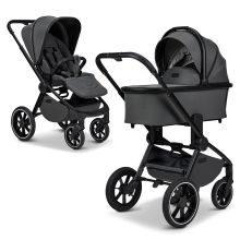 2in1 Kombi-Kinderwagen Resea + bis 22 kg mit Liegeposition, Babywanne, umsetzbare Sitzeinheit & Teleskopschieber - Anthra