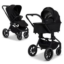 2in1 Kombi-Kinderwagen Resea + bis 22 kg mit Liegeposition, Babywanne, umsetzbare Sitzeinheit & Teleskopschieber - Onyx