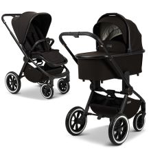 2in1 Kombi-Kinderwagen Resea+ bis 22 kg belastbar - Luftreifen, umsetzbare Sitzeinheit, Babywanne &Teleskopschieber, - Edition - Black