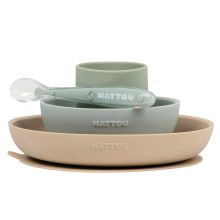 4-piece silicone tableware set - Sand Green