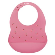Silicone bib with drip tray - Berry - Pink