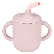Straw cup with silicone handles - Pink