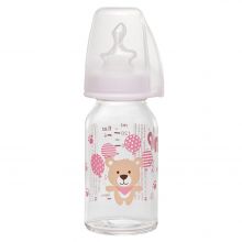 Glass bottle 125 ml - Silicone size 1 S - Bear pink