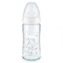 Glas-Flasche First Choice Plus Temperature Control 240 ml + Silikon-Sauger Gr. 1 M - Weiß
