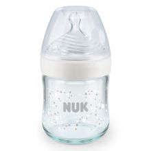 Glas-Flasche Nature Sense 120 ml + Silikon-Sauger Gr.S - Temperature Control - Weiß