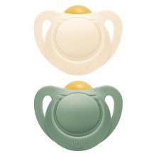 Pacifier 2-pack for Nature - Latex 0-6 M - Green / Beige