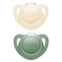 Pacifier 2-pack for Nature - Silicone 6-18 M - Green / Beige