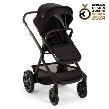 Passeggino e carrozzina DEMI next fino a 22 kg con cintura magnetica, sedile convertibile per tutte le stagioni, maniglione regolabile in altezza, paravento integrato con adattatore e parapioggia - Caviar