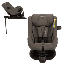 Reboarder-Kindersitz PRUU i-Size 360° drehbar ab Geburt bis 4 Jahre (40 cm - 105 cm) inkl. Basisstation & Sitzverkleinerer - Granite