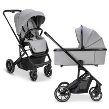 Kombi-Kinderwagen Juntos bis 22 kg belastbar mit Teleskopschieber, umsetzbare Sitzeinheit, Babywanne mit Matratze & Regenschutz - Rock