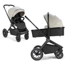 Vamos combi stroller up to 22 kg load capacity with pneumatic tires, telescopic push bar, convertible seat unit, carrycot with mattress, insect screen & rain cover - Elegance
