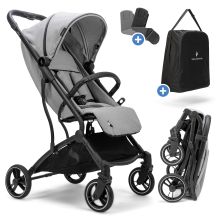 Boogy travel buggy & pushchair up to 22 kg load capacity only 6.8 kg light incl. adapter, rain cover & carry bag - Cloud