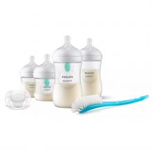 6-tlg. Neugeborenen-Starter-Set Natural Response - 4 PP-Flaschen mit AirFree Ventil & Silikon-Saugern + Schnuller Ultra Soft 0-6M + Flaschenbürste