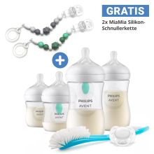 6-tlg. Neugeborenen-Starter-Set Natural Response AirFree + GRATIS 2x Schnullerkette / 4 PP-Flaschen + Schnuller + Flaschenbürste - Salbei