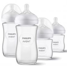 Glas-Flasche 4er Pack Natural Response 120ml & 240ml + Silikon-Sauger