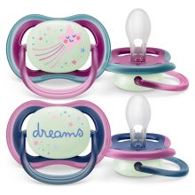 Glow-in-the-dark soother 2-pack Ultra Air Nighttime 6-18 M - Shooting star / Dreams