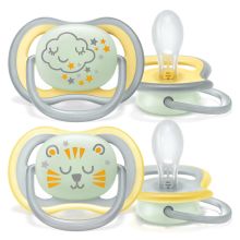 Glow-in-the-dark soother 2-pack Ultra Air Nighttime from 18 M - Cloud / Tiger