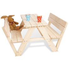 Nicki children's settee for 4 children with backrest - solid spruce nature