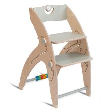 Multifunctional wooden high chair - high chair, swing, staircase, learning tower & baby bouncer in one, usable up to 150 kg - gray