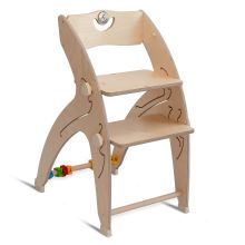 Multifunctional wooden high chair - high chair, swing, staircase, learning tower & baby bouncer in one, usable up to 150 kg - nature