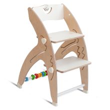 Multifunctional wooden high chair - high chair, swing, staircase, learning tower & baby bouncer in one, usable up to 150 kg - white