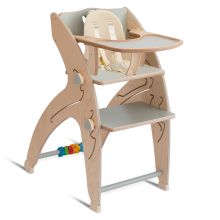 Multifunctional high chair set incl. baby seat, table top, play cube, safety belt - high chair, swing, stairs, learning tower & baby bouncer in one, usable up to 150 kg - gray