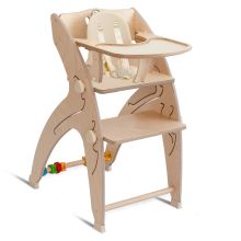 Multifunctional high chair set incl. baby seat, table top, play cube, safety harness - high chair, swing, stairs, learning tower & baby bouncer in one, usable up to 150 kg - nature