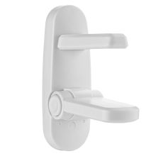 Door handle stop for childproof locking of apartment and entrance doors - white