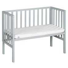 2in1 co-sleeper and bench with canvas barrier + mattress it 90 x 45 cm 47 x 99.5 cm - Taupe