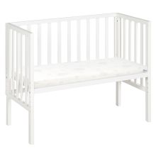2in1 co-sleeper and bench with canvas barrier + mattress it 90 x 45 cm 47 x 99.5 cm - White