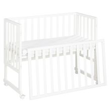 Culla 3in1 con barriera in tela e materasso Safe Sleep 90 x 45 cm 47 x 99,5 cm - Bianco