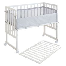 3in1 bassinet, extra bed, bench & mattress & nest Roba Style - Silver Gray - White