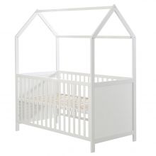 Babybett und Kinderbett in Hausoptik 70 x 140 cm - Weiß
