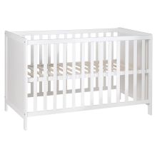 Dormire insieme con materasso Safe Sleep, rete a doghe regolabile in altezza in 6 posizioni e 5 pioli passanti 60 x 120 cm - Universale - Bianco