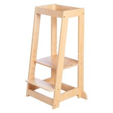 Learning tower made of 100% bamboo with height-adjustable stand and footboard - Montessori - Brown