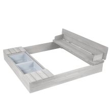 Sandkasten mit aufklappbarer Sitzbank + Spielwannen - Grau