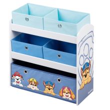 Scaffale per giocattoli con 5 scatole in tessuto - Paw Patrol - Bianco Blu