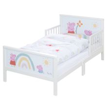 Letto completo a tema per bambini con rete a doghe e lenzuola 70 x 140 cm - Peppa Pig - Bianco