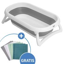 Foldable baby bath Bath 2 Go + free gauze wash mitt 8-pack - Patina / Mint