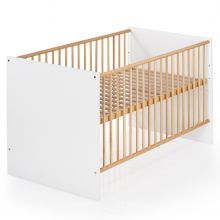 Baby- und Kinderbett Designline Basic Buche teilmassiv 70 x 140 cm - geölt Weiß