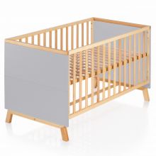 Baby- und Kinderbett Designline Deluxe Buche teilmassiv 70 x 140 cm - geölt Grau