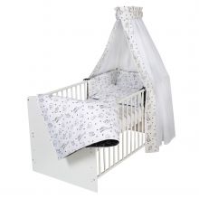 Babybett-Komplett-Set Classic-Line inkl. Bettwäsche, Himmel, Nestchen & Matratze Weiß 70 x 140 cm - Origami - Black
